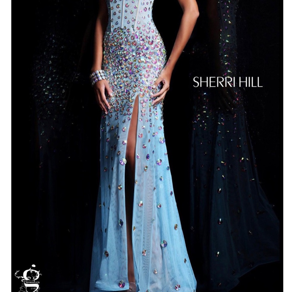 New Sherri Hill Light Blue Dress Sz 6 Prom Dance Lux Dress - Picture 2 of 9